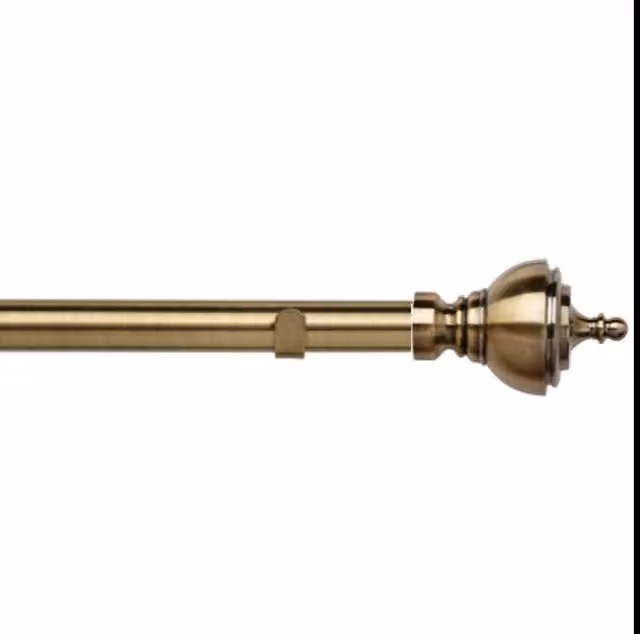 New Edge Blinds Metal Eyelet Curtain Pole Set with Vienna Finial in Silver, Width: 90 cm