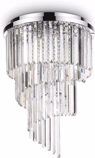 Ideal Lux Carlton 12-Light Crystal Ceiling Chandelier in Chrome with E14 Sockets