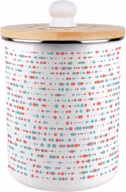 Purely Home Retro Dots Metal Food Waste Caddy with Flip Lid, 2 l, Red