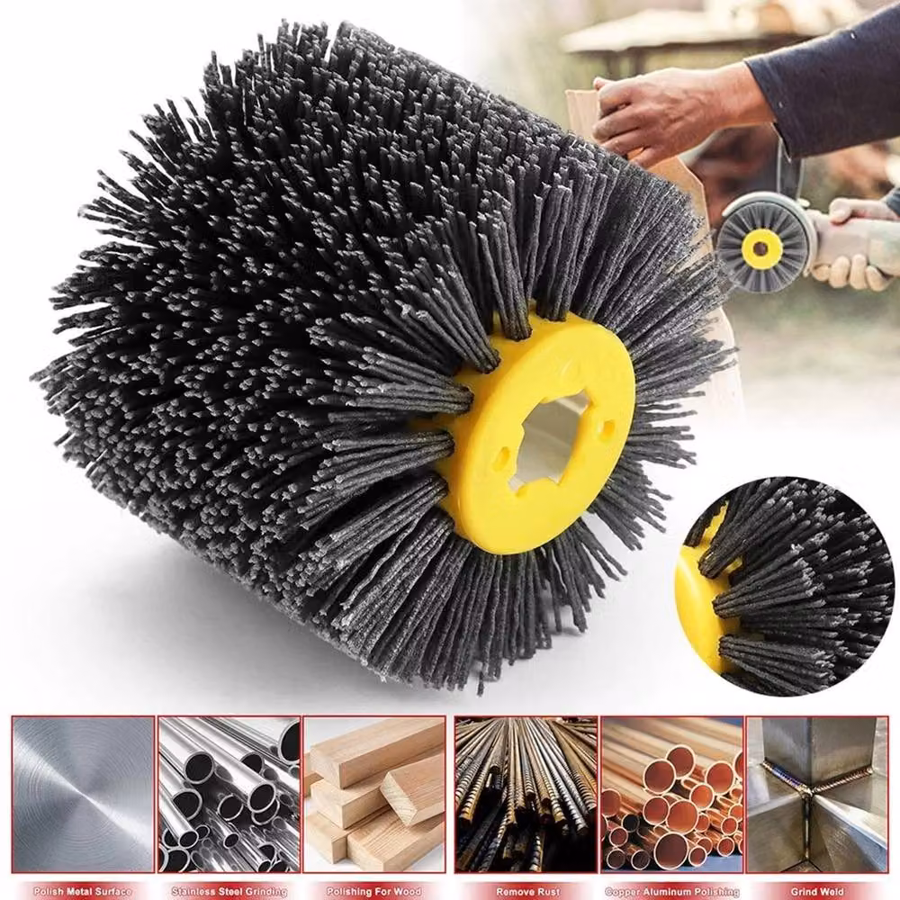 FLAVORA 120 Grit Wire Drawing Polishing Wheel Brush in Grey, W: 1000 cm, D: 52 cm – 2