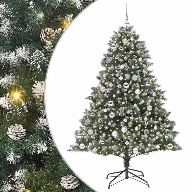 Berkfield Home Artificial Christmas Tree in Green, W/D/H: 126 x 126 x 180 cm – 1