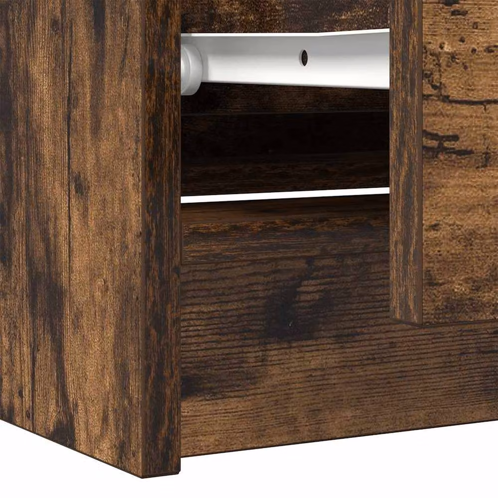 Berkfield Home Smoked Oak TV Cabinet in Brown, W/D/H: 100 x 35 x 54 cm – 7