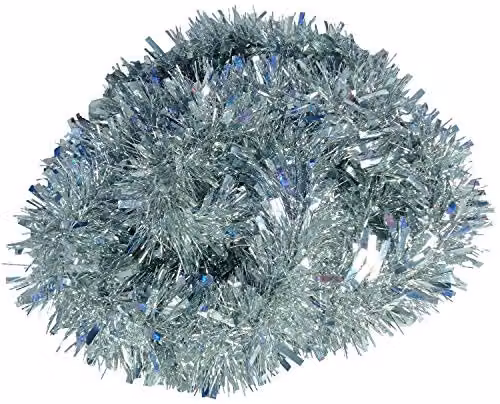 Shatchi Silver Luxury Deluxe Chunky Christmas Tinsel Garland
