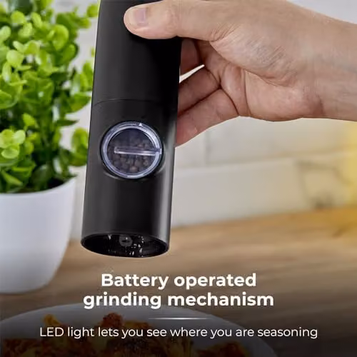 Tower Rechargeable Stainless Steel Electronic Salt and Pepper Mill, Black – 4