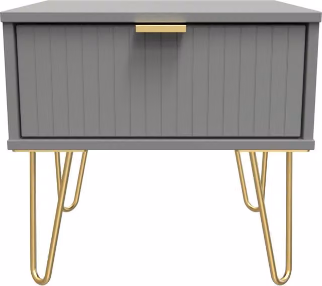 2 U Bexley Ready Assembled 1 Drawer Bedside Table in Dark Grey and Gold