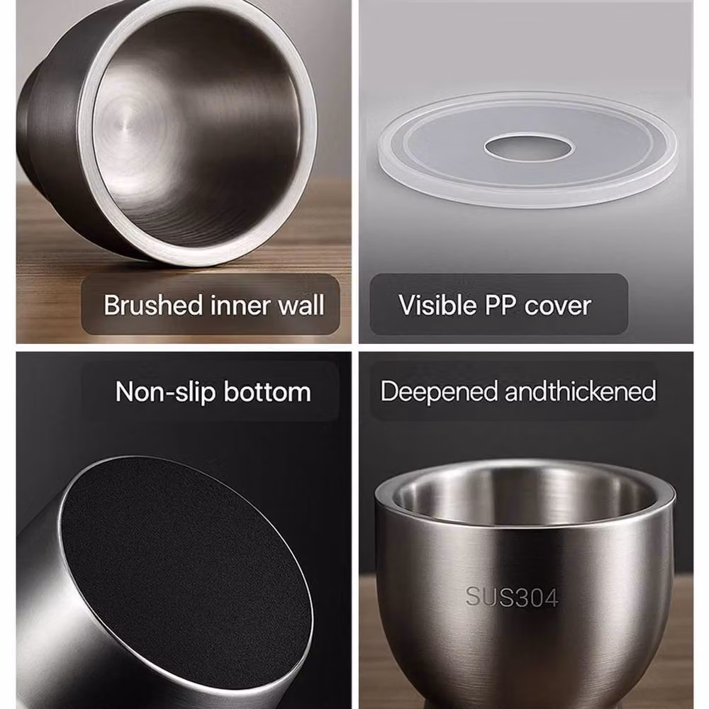 FLAVORA Silver Stainless Steel Garlic Mortar and Pestle Manual Crusher and Grinder with Anti-Splash Lid, Diameter: 18 cm – 4
