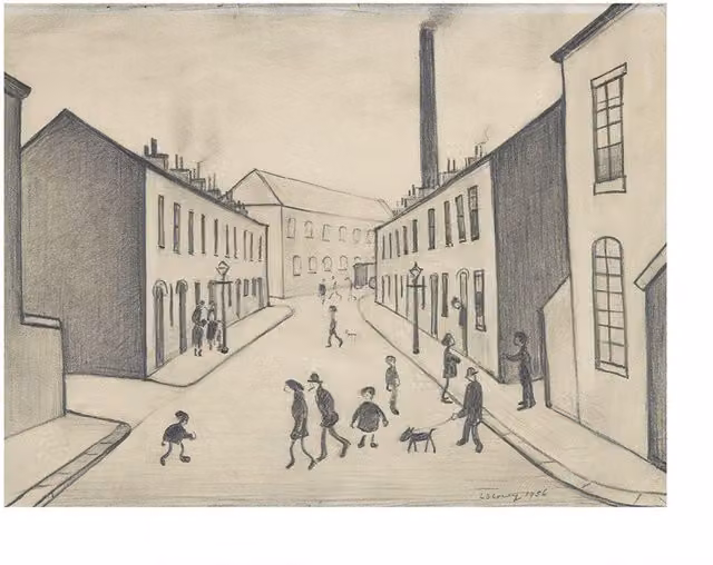 L.S. Lowry North James Henry Street Salford 1956 Paper Poster Print in Grey