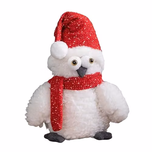 Samuel Alexander White and Multicolour Plush Christmas Goggle Owl Tabletop Decoration with Santa Hat, Height: 30 cm – 5