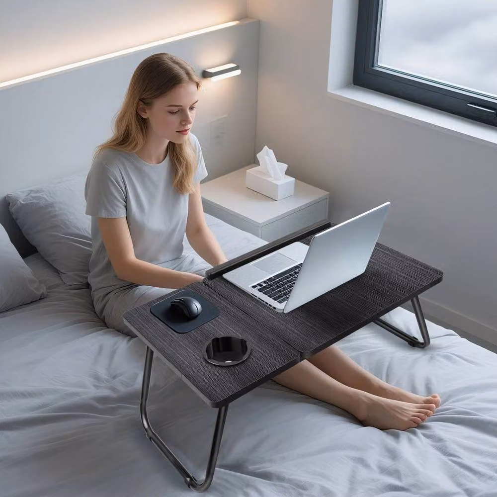 KORVIXA Black Laptop Stand and Bed Desk with Height Adjustable and Tilting Top – 4