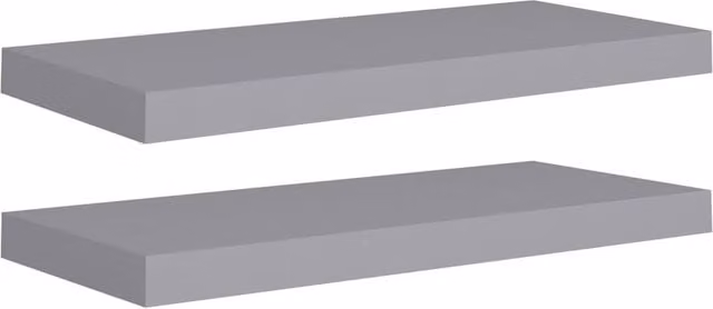 Berkfield Home Set of 2 Grey Floating Wall Shelves, W: 60 cm, D: 23.5 cm, H: 3.8 cm – 1
