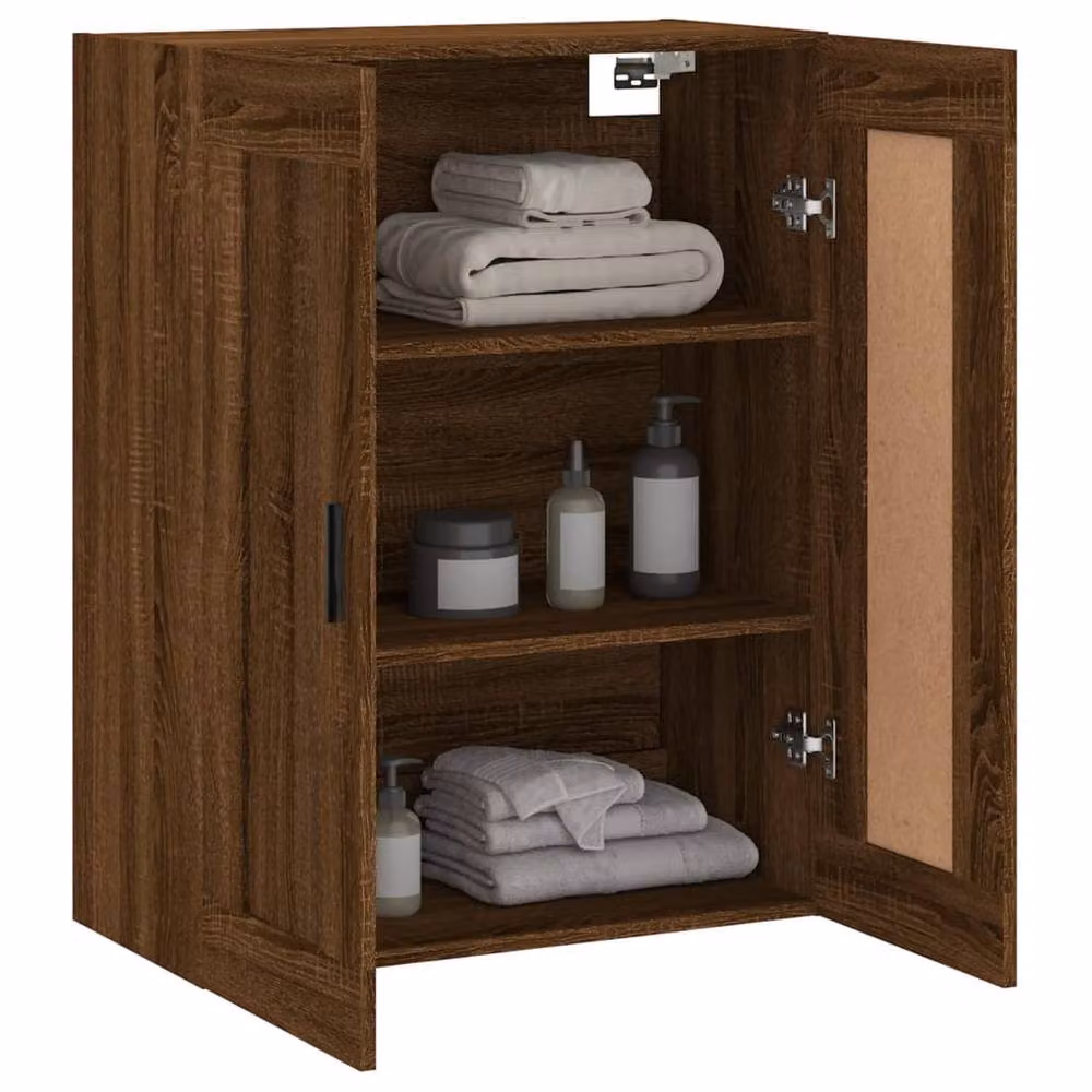 Berkfield Home Wall Mounted Cabinet in Brown Oak, W: 69.5 cm, D: 34 cm, H: 90 cm – 5