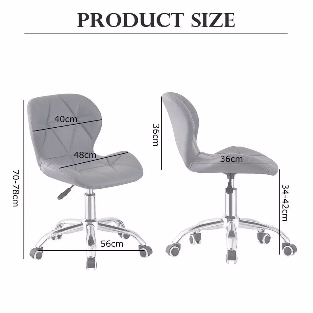 SPETLEK Black Synthetic Leather Swivel Vanity Chair with Adjustable Height and Castors