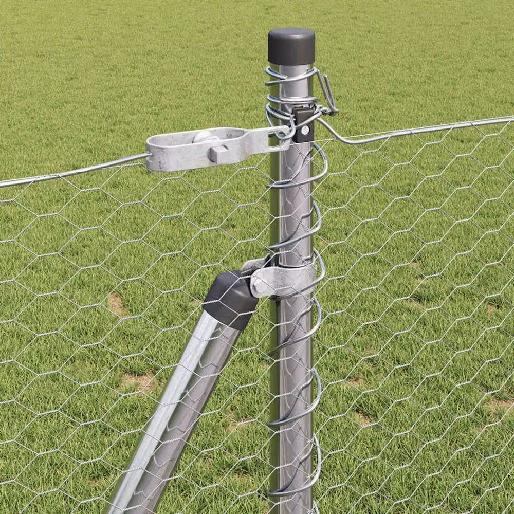 Berkfield Home Hexagon Fence, Galvanised Steel, Silver/Grey, 50 m – 3