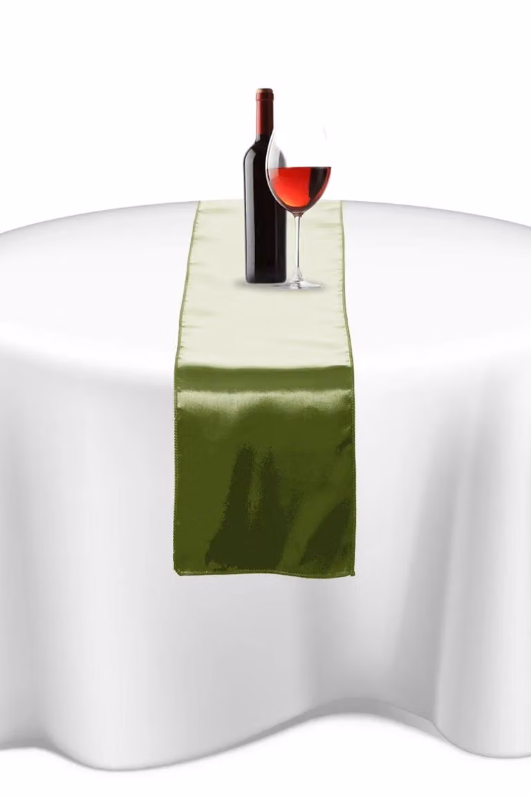 Neel Blue Satin Table Runner in Light Green