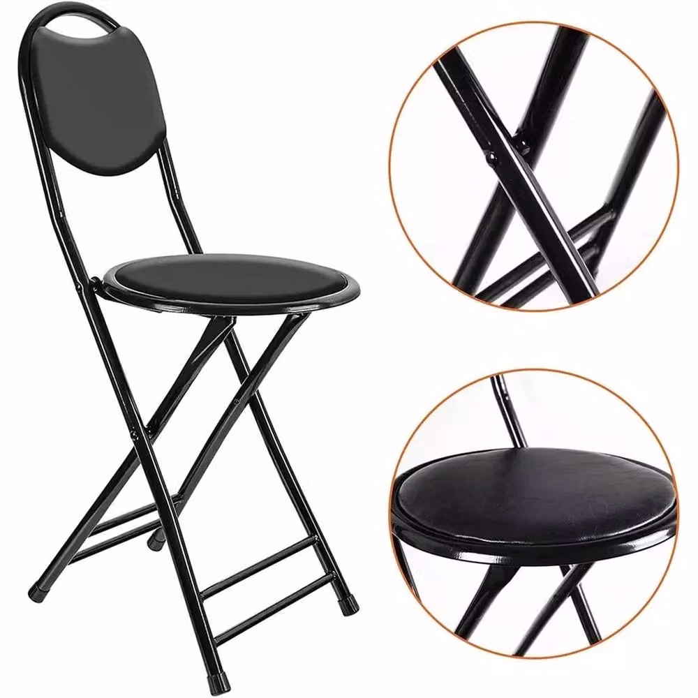 VOGREX Black Padded Synthetic Leather Folding Chair for Home Office and Events – 2
