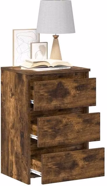 Berkfield Home Decorative Bed Cabinets, 2 Piece Set in Smoked Oak Brown, W/D/H: 40 x 35 x 62.5 cm – 1