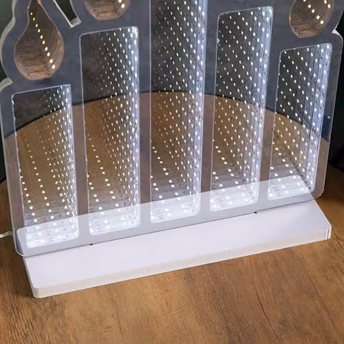 Samuel Alexander Standing Candlebridge with Flickering Flame Infinity Mirror in White, H 40 x W 10 x D 10 cm – 4