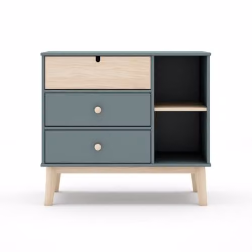 Calicosy Scandinavian Style Green Wood and MDF Chest of Drawers, Width: 90 cm