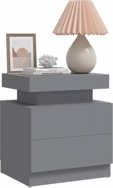 Berkfield Home Stylish Grey Bedside Cabinet, W/D/H: 45 x 35 x 52 cm – 1