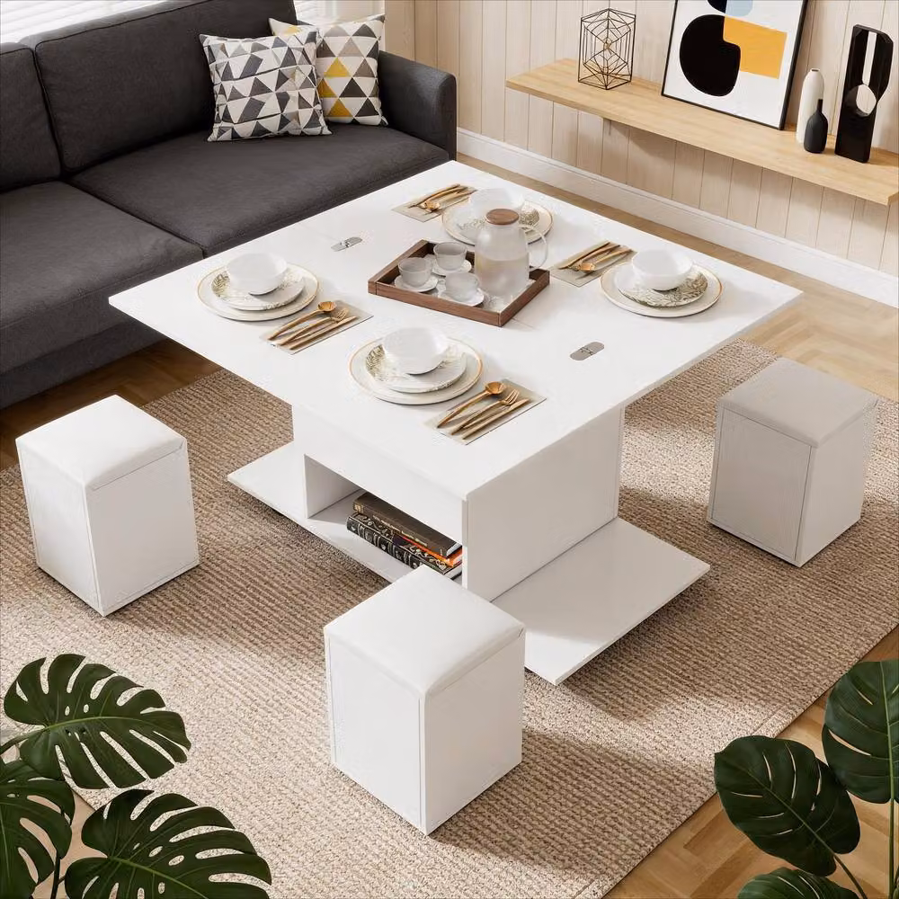 BTM White Modern Lift-Top Coffee Table with Hidden Storage, W/D/H: 100 x 64.5 x 30 cm – 3
