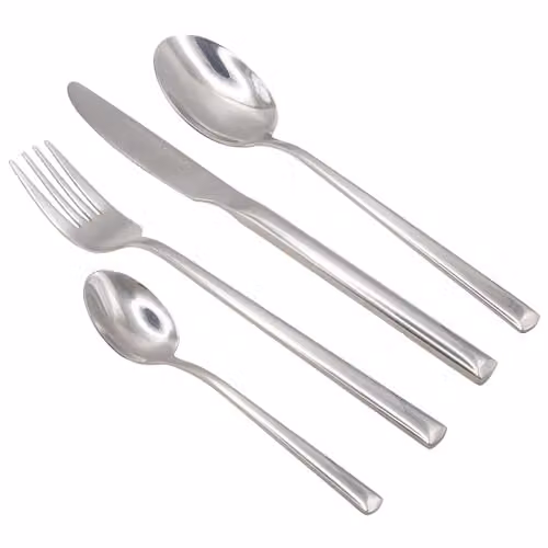 Argon Tableware Tondo Collection 24 Piece Stainless Steel Cutlery Set in Silver, 6-Person Dining Utensils Set