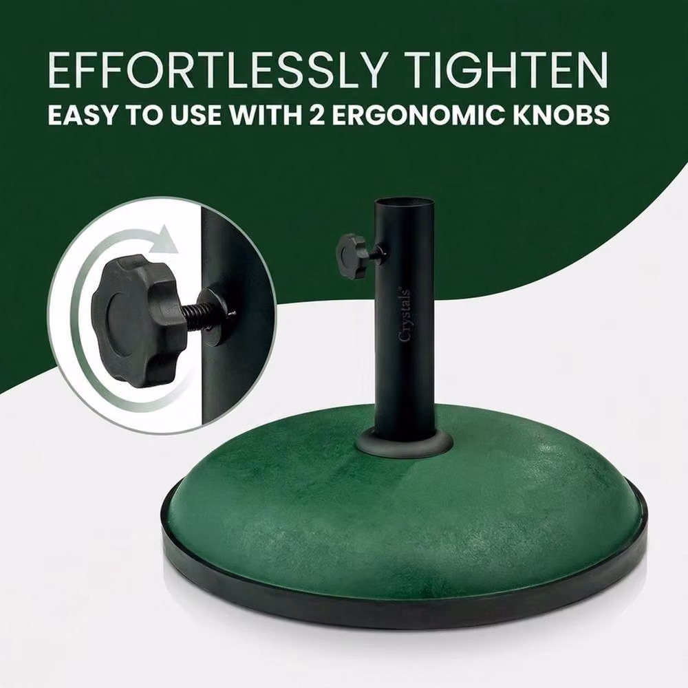FLAVORA Green Heavy Duty Compound Concrete Round Parasol Base with Stainless Steel Details – 4