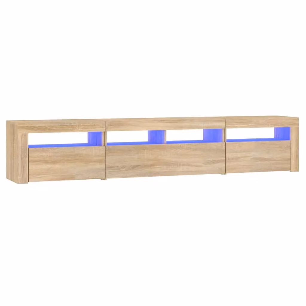 Berkfield Home Modern TV Cabinet with LED Lights in Sonoma Oak Brown, W: 210 cm, D: 40 cm, H: 35 cm – 2