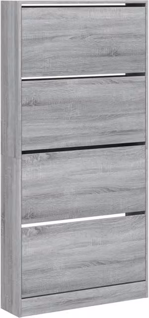 Berkfield Home Grey Shoe Cabinet with 4 Tilting Compartments, W/D/H: 80 x 21 x 163.5 cm – 1