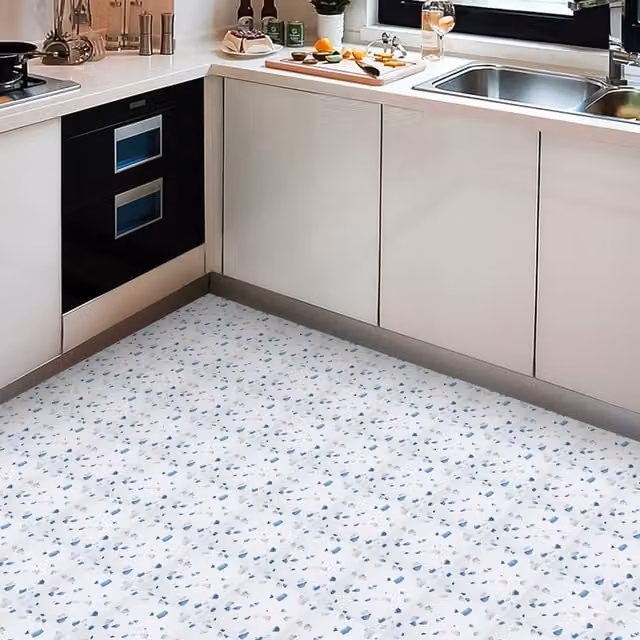 Livingandhome Self-Adhesive Floral PVC Flooring Tiles, Grey and Multicolour, W: 20 cm, L: 20 cm