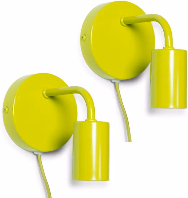 ValueLights Jordy Colour Pop Plug In Wall Light Set of 2 - Green