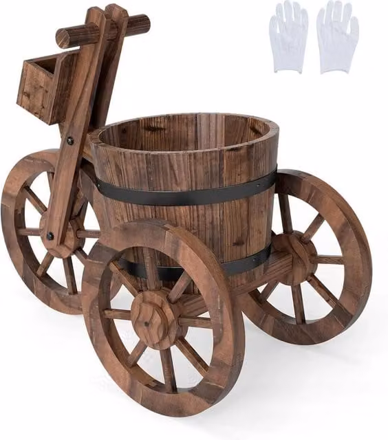 FORGEVIO Brown Rustic Wood Decorative Herb Planter for Indoor and Outdoor Use W/D/H: 54.0 x 29.0 x 44.0 cm