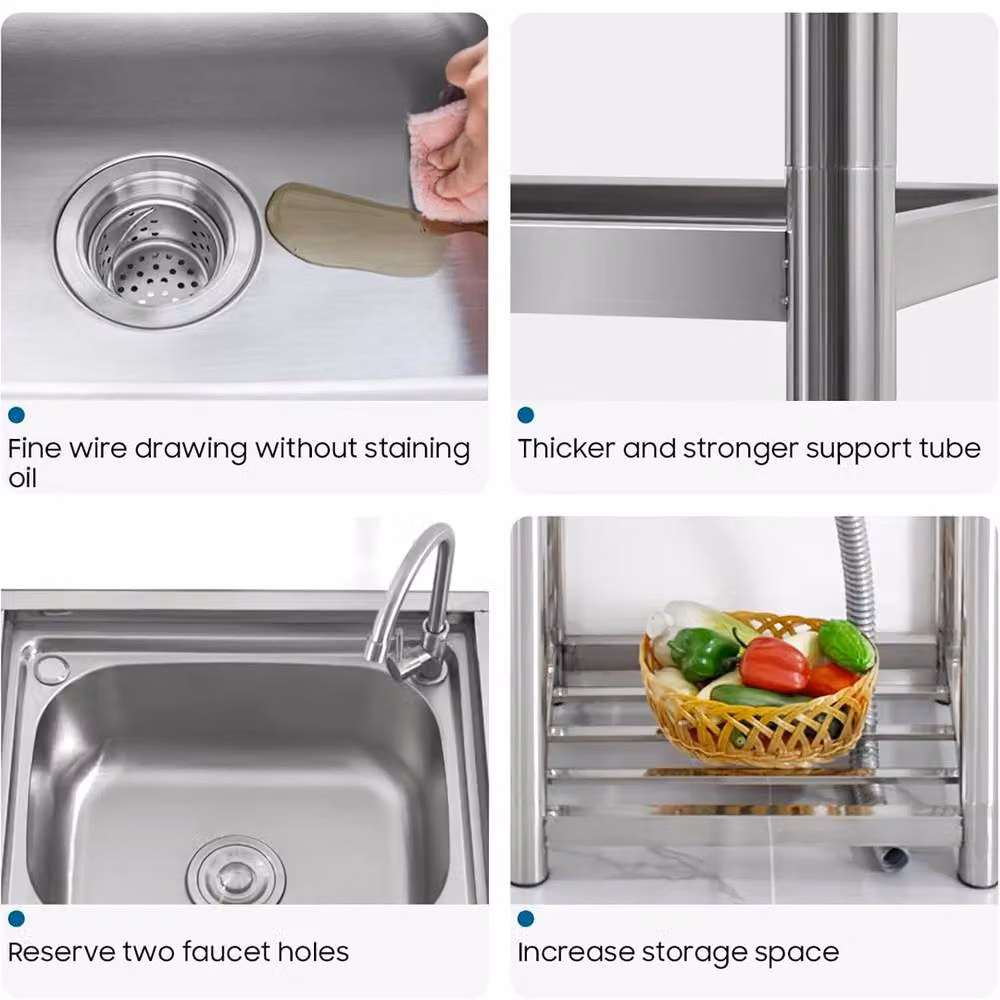 Ventryn Single Bowl Commercial Catering Sink in Silver Stainless Steel W/D/H: 80 x 50 x 40 cm – 3
