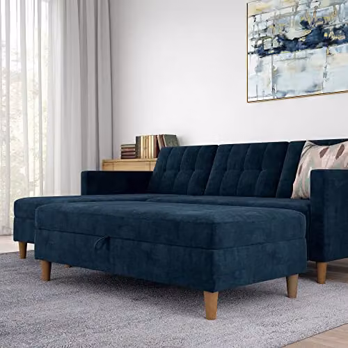 DHP Hartford Storage Ottoman in Blue Chenille – 2