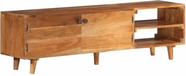 Berkfield Home Mid Century Solid Acacia Wood TV Cabinet in Brown Honey Finish, W/D/H: 140 x 40 x 30 cm