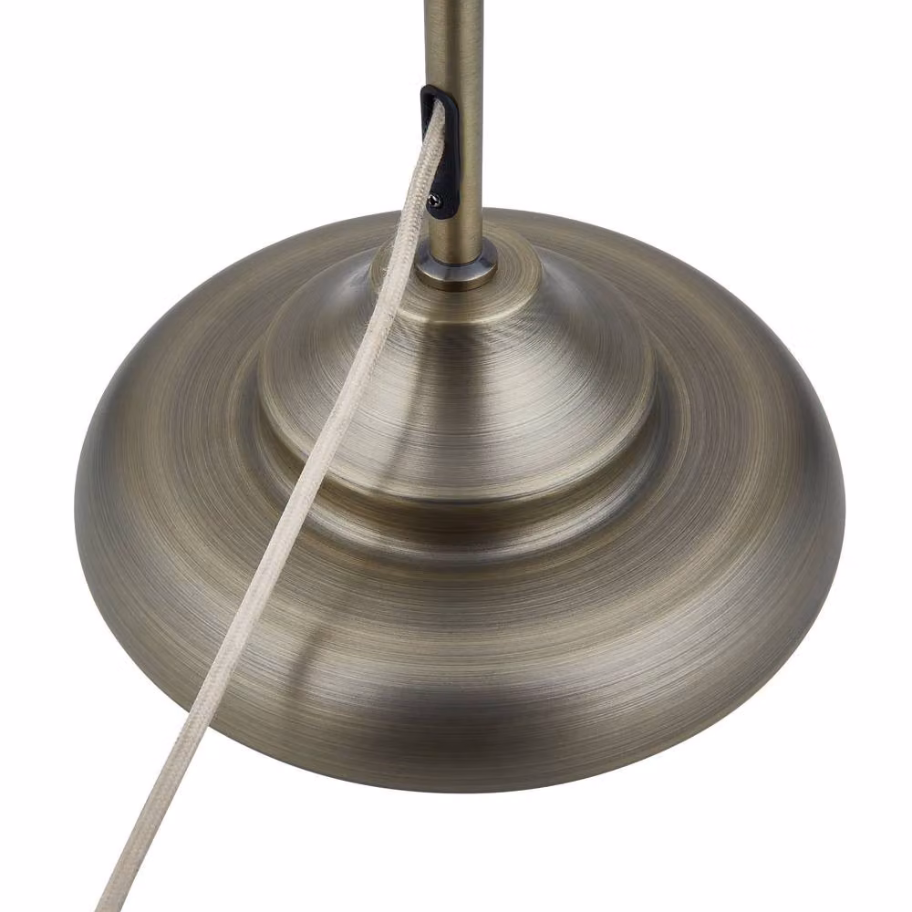 First Choice Lighting Lytchett Antique Brass Spindle Floor Lamp with Beige Fabric Shade – 4