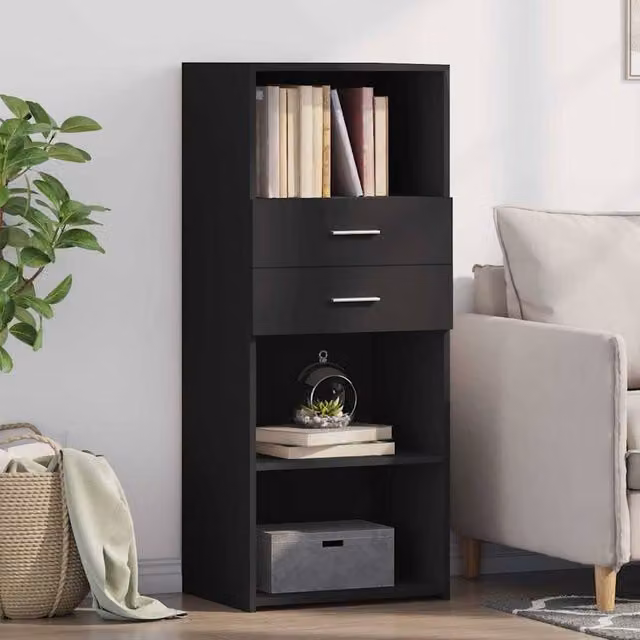 Berkfield Home Modern Black Matt Highboard W/D/H: 50 x 42.5 x 124 cm