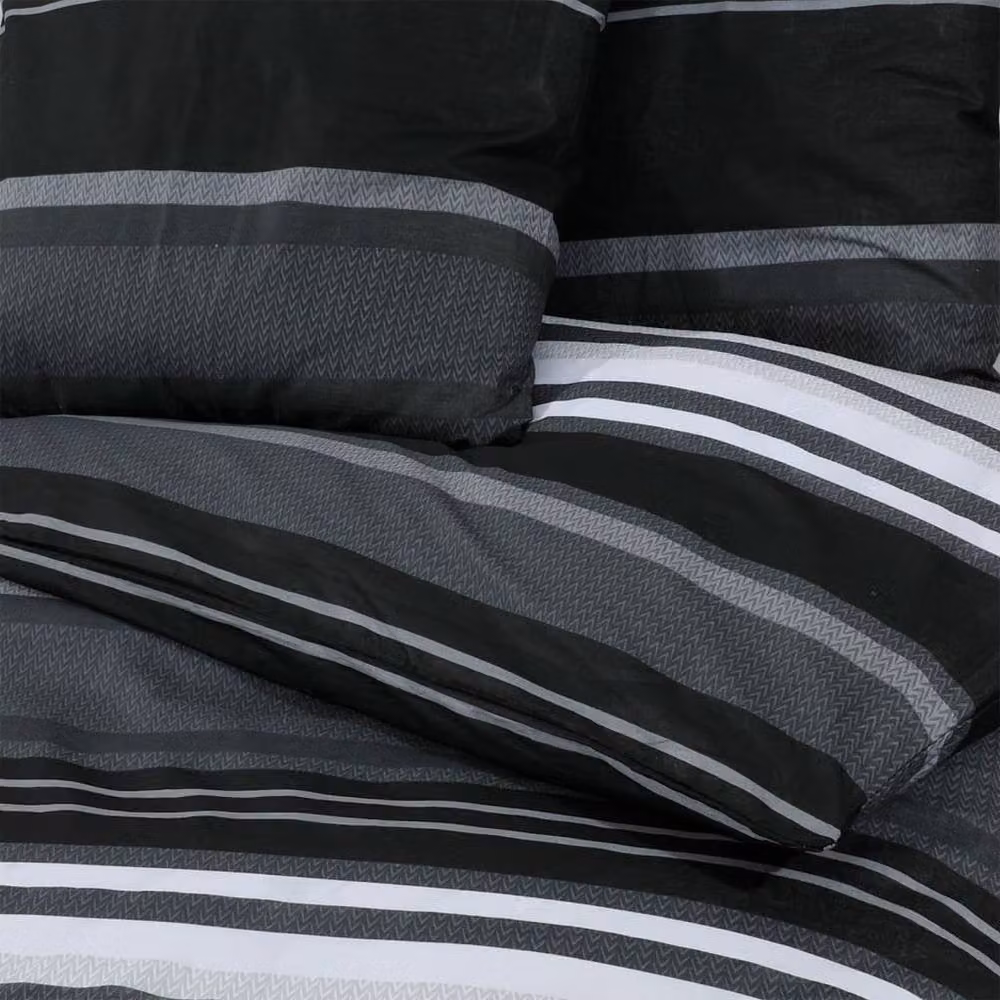 Berkfield Home Striped Cotton Duvet Cover and Pillowcase Set in Black and White, 200 x 200 cm – 5