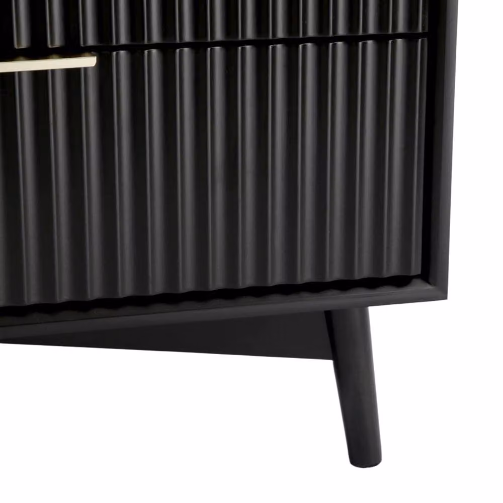 Home Garden Direct Monza 3 Drawer Chest with Fluted Front in Black and Gold – 6