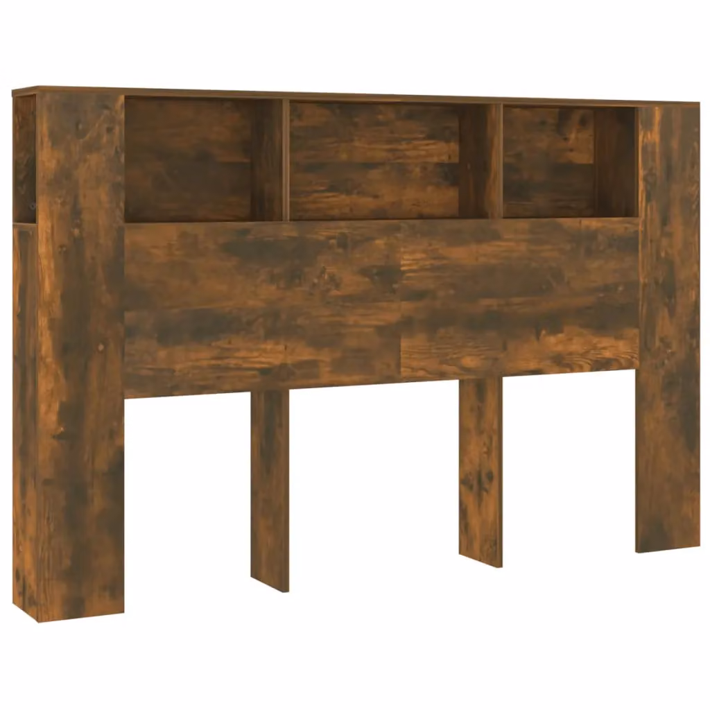 Berkfield Home Headboard Cabinet in Smoked Oak Brown, W: 160 cm, D: 18.5 cm, H: 104.5 cm – 2