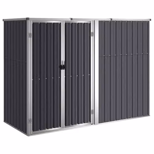 vidaXL Garden Tool Shed in Anthracite Galvanised Steel, W/D/H: 225 x 89 x 161 cm – 1