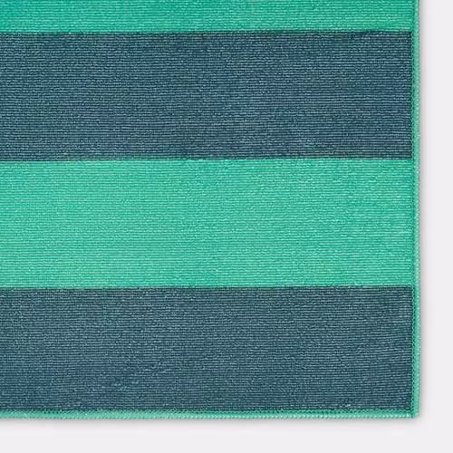 OHS Striped Microfibre Beach Towel for Adults, Quick Drying and Fluffy, Green, W/H: 71 x 152 cm – 4