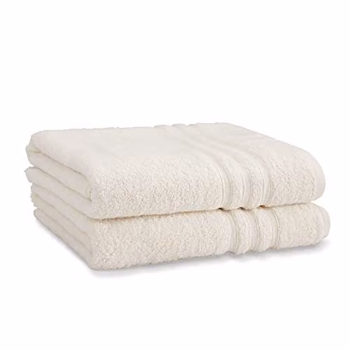 Catherine Lansfield Cotton Bath Sheet Pair, Beige, W: 90 cm, H: 140 cm – 1