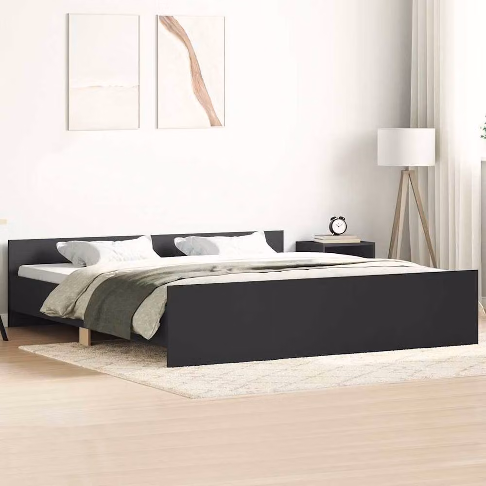 Berkfield Home Bed Frame with Headboard and Footboard in Black, 200 x 200 cm – 2