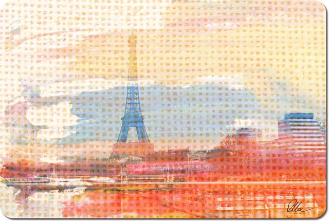 Hessian Paris Red Modern Plain Placemat