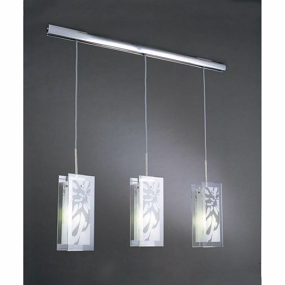 Netlighting Euphoria Linear Pendant 3 Light Chrome and White Opal Glass Suspended Lighting – 2
