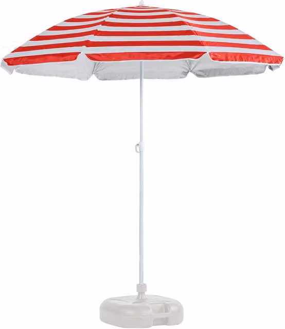 Harbour Housewares Metal Beach Parasol with Red and White Stripes and UPF 50+ Protection
