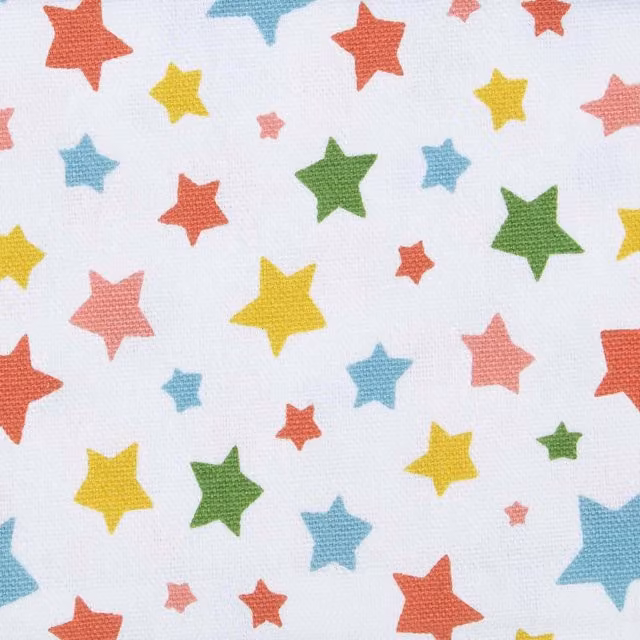 Homescapes Multicolour Pink Pure Cotton Stars Fabric, 150cm Wide