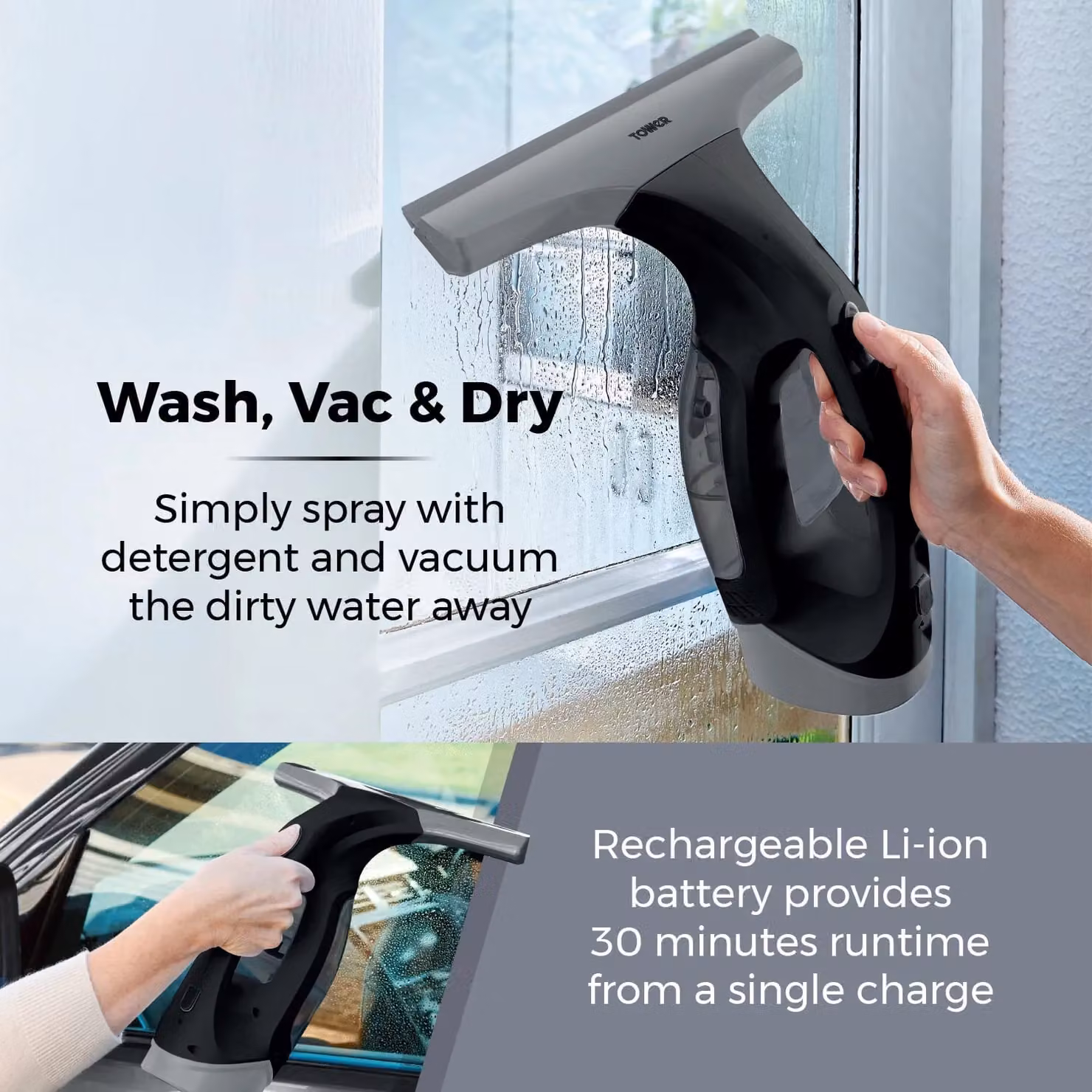 Tower TWV10 Cordless Window Cleaner in Platinum and Black – 4