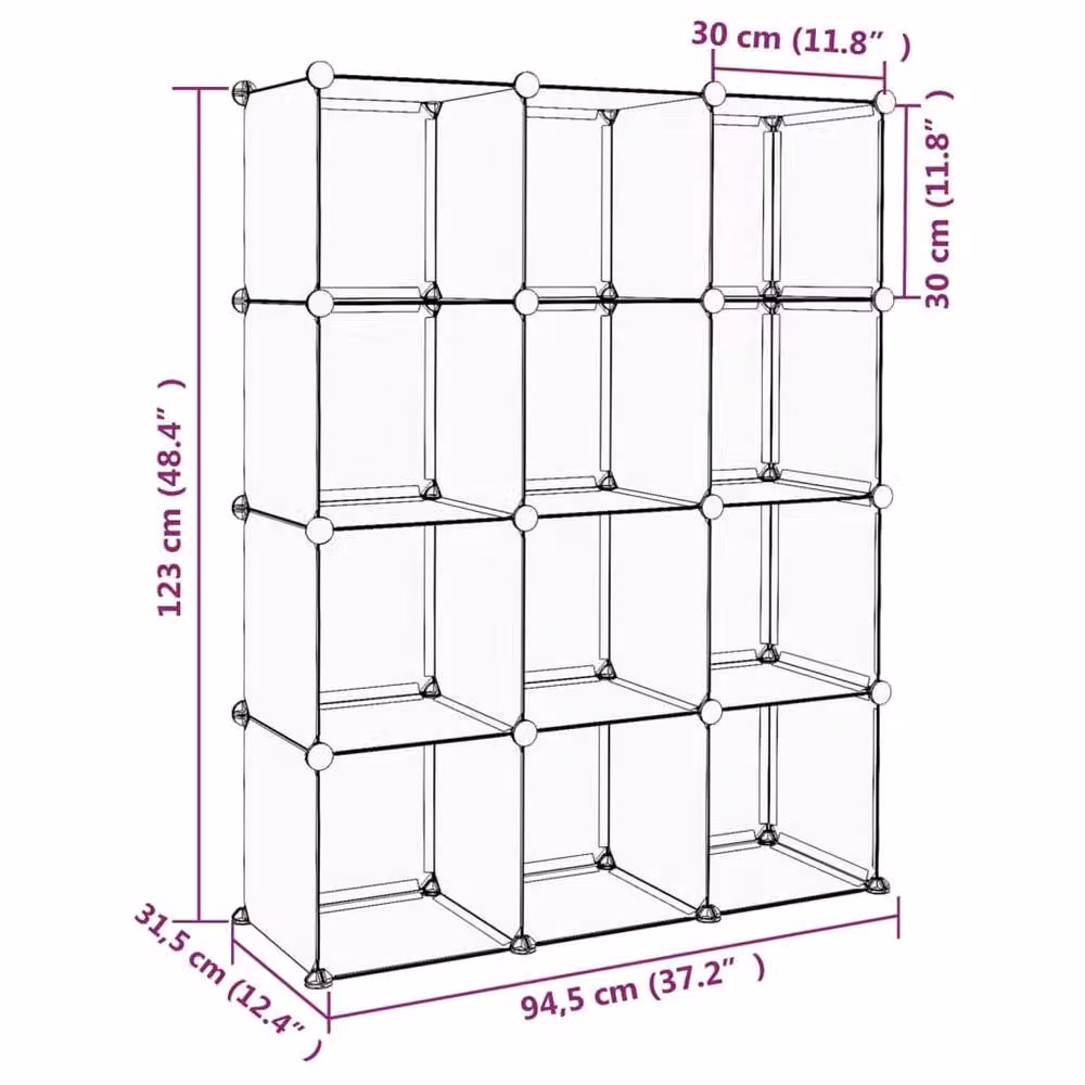 Berkfield Home 12-Cube Freestanding Storage Organiser in Black – 5