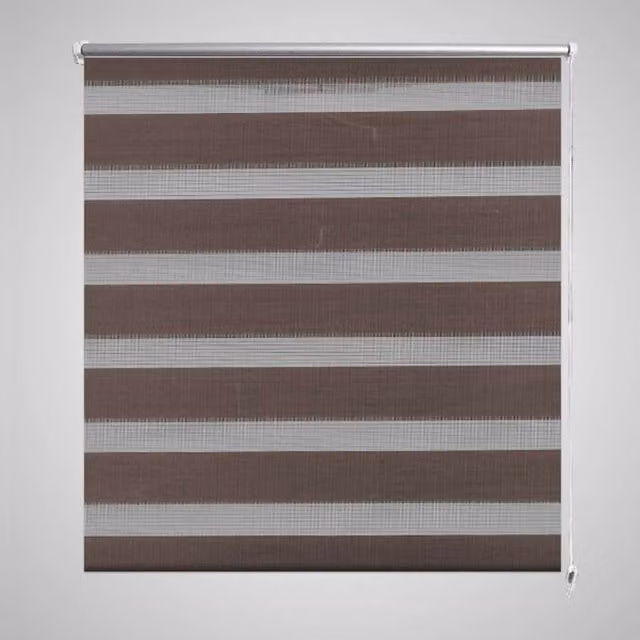 Berkfield Home Zebra Day and Night Blind in Brown and White, W: 50 cm, H: 100 cm
